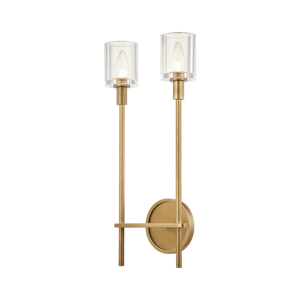 Alora Two Light Bathroom Fixture from the Salita collection in Clear Crystal/Vintage Brass finish