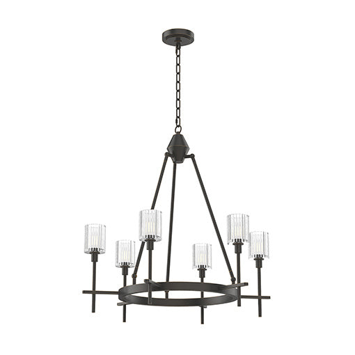 Alora Six Light Chandelier from the Salita collection in Ribbed Crystal/Urban Bronze finish