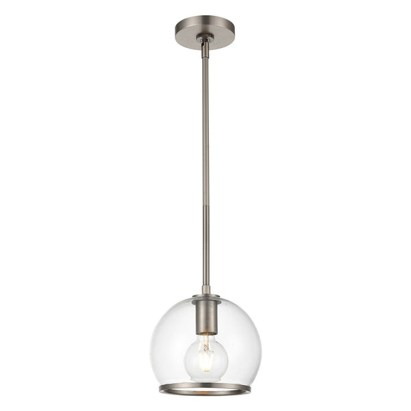 Alora One Light Mini Pendant from the Coast collection in Aged Nickel/Clear Glass finish