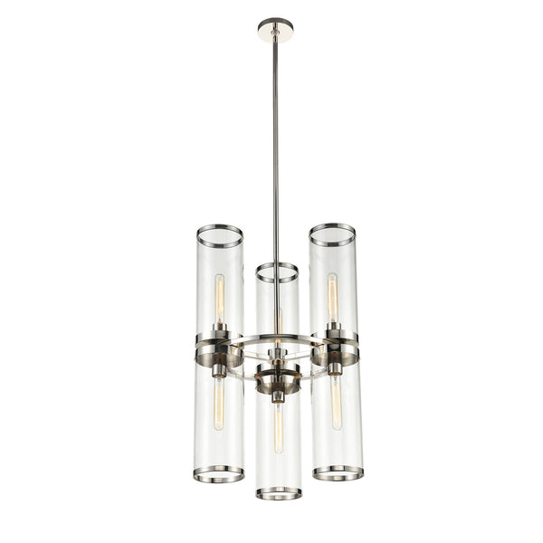 Alora Six Light Chandelier from the Revolve Ii collection in Clear Glass/Polished Nickel finish