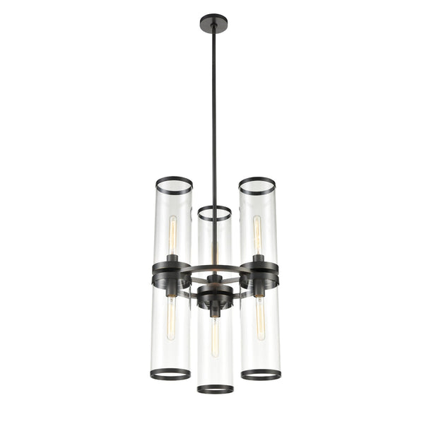 Alora Six Light Chandelier from the Revolve Ii collection in Clear Glass/Urban Bronze finish